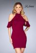 Picture of: Ruffle Halter Top Dress with Tight Jersey Skirt in Burgundy, Style: 25147, Main Picture