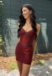Picture of: Short Net Jersey Dress with Rhinestones in Burgundy, Style 33926, Main Picture