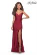 Picture of: Long Homecoming Dress with Slit and Criss Cross Back in Burgundy, Style: 28206, Detail Picture 8