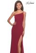 Picture of: One Shoulder Long Jersey Homecoming Dress in Burgundy, Style: 28176, Detail Picture 1