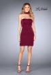 Picture of: Tight Jersey Homecoming Dress with Attached Choker in Burgundy, Style: 25062, Detail Picture 3
