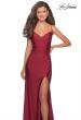 Picture of: Long Homecoming Dress with Slit and Criss Cross Back in Burgundy, Style: 28206, Detail Picture 3