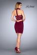 Picture of: Tight Jersey Homecoming Dress with Attached Choker in Burgundy, Style: 25062, Detail Picture 4
