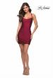 Picture of: Short Fitted Jersey Dress with Lace Up Strappy Back in Burgundy, Detail Picture 6
