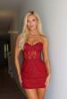 Picture of: Strapless Floral Corset Mini Dress in Burgundy, Style 33935, Detail Picture 6