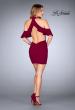 Picture of: Ruffle Halter Top Dress with Tight Jersey Skirt in Burgundy, Style: 25147, Detail Picture 7