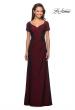 Picture of: Short Sleeve Floor Length Gown with Ruching in Burgundy, Style: 27855, Detail Picture 4