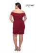 Picture of: Plus Size Short Jersey Off the Shoulder Dress in Burgundy, Style: 29521, Back Picture