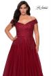 Picture of: Off The Shoulder Tulle Plus Size Gown with Lace in Burgundy, Style: 28950, Detail Picture 1
