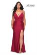 Picture of: Jersey Prom Dress for Curves with Slit and Criss Cross Back in Burgundy, Style: 29022, Detail Picture 3