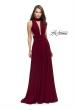 Picture of: A-line Prom Dress with Choker Neck Detail and Open Back in Burgundy, Style: 25568, Main Picture