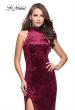 Picture of: Long Crushed Velvet Prom Dress with Beaded Choker in Burgundy, Style: 25783, Main Picture