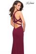Picture of: Long Jersey Prom Dress With Exposed Back Zipper in Burgundy, Style: 27031, Main Picture