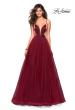 Picture of: Tulle evening Gown with Satin Bust and V Shaped Back in Burgundy, Style: 27485, Main Picture