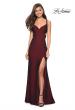 Picture of: Long Jersey Prom Dress with Side Cut Outs in Burgundy, Style: 27785, Main Picture