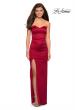 Picture of: Strapless Form Fitting Satin Dress with Side Leg Slit in Burgundy, Style: 27787, Main Picture