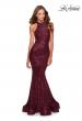 Picture of: Long Sequin Gown with High Neckline and Lace Back in Burgundy, Style: 28612, Main Picture