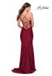 Picture of: Form Fitting Jersey Prom Dress with Draped Neckline in Burgundy, Style: 28518, Detail Picture 12