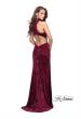 Picture of: Long Crushed Velvet Prom Dress with Beaded Choker in Burgundy, Style: 25783, Back Picture