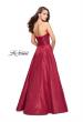 Picture of: Strapless Ball Gown with Wrapped Bodice and Pockets in Burgundy, Style: 25953, Back Picture