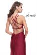 Picture of: High Neck Long Form Fitting Gown with Ruching in Burgundy, Style: 26141, Back Picture