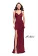Picture of: Shimmering Prom Dress with Leg Slit and Open Back in Burgundy, Style: 26266, Back Picture