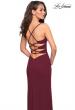 Picture of: Long Jersey Dress with Slit and Strappy Back in Burgundy, Style: 26940, Back Picture