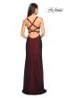 Picture of: Long Jersey Prom Dress with Side Cut Outs in Burgundy, Style: 27785, Back Picture