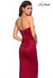 Picture of: Strapless Form Fitting Satin Dress with Side Leg Slit in Burgundy, Style: 27787, Back Picture