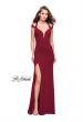 Picture of: Jersey Prom Dress with Off the Shoulder Straps in Burgundy, Style: 25761, Detail Picture 1