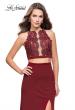 Picture of: Two Piece Prom Dress with Lace Bodice and Beading in Burgundy, Style: 25919, Detail Picture 1