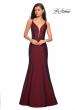 Picture of: Long Jersey Prom Gown with Open Strappy Back in Burgundy, Style: 27446, Detail Picture 1