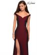 Picture of: Elegant Off the Shoulder Dress with Side Leg Slit in Burgundy, Style: 27587, Detail Picture 1