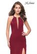 Picture of: Long Jersey Prom Dress with Beaded Strappy Open Back in Burgundy, Style: 25669, Detail Picture 2
