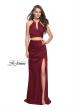 Picture of: Two Piece Jersey Prom Dress with Wrap Style Ruching in Burgundy, Style: 25731, Detail Picture 2
