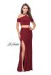 Picture of: Two Piece Long Prom Dress with Beaded Halter Top in Burgundy, Style: 25846, Detail Picture 2
