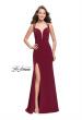 Picture of: Satin Prom Dress with Open Back and Beaded Straps in Burgundy, Style: 26167, Detail Picture 2