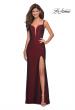 Picture of: Form Fitting Jersey Dress with Open Strappy Back in Burgundy, Style: 27512, Detail Picture 2