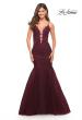 Picture of: Tulle and Lace Mermaid Gown in Jewel Tones in Burgundy, Style: 29680, Detail Picture 2