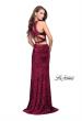 Picture of: Crush Velvet Two Piece Prom Dress with Slit in Burgundy, Style: 2543, Detail Picture 3