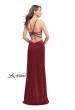 Picture of: Jersey Prom Dress with Beaded Straps and High Neckline in Burgundy, Style: 25698, Detail Picture 3