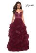 Picture of: Tulle A Line Dress with Plunging Sweetheart Neckline in Burgundy, Style: 27024, Detail Picture 3