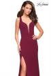 Picture of: Long Jersey Prom Dress With Exposed Back Zipper in Burgundy, Style: 27031, Detail Picture 3