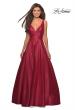 Picture of: Long Mikado Ball Gown with V Front and Back in Burgundy, Style: 27202, Detail Picture 3