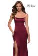 Picture of: Fitted Stretch Satin Dress with Scoop Back in Burgundy, Style 29945, Detail Picture 3