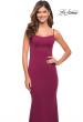 Picture of: Simple Elegant Long Jersey Dress with Scoop Neck in Burgundy, Style: 30541, Detail Picture 3