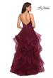 Picture of: Tulle A Line Dress with Plunging Sweetheart Neckline in Burgundy, Style: 27024, Detail Picture 4