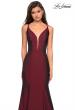 Picture of: Long Jersey Prom Gown with Open Strappy Back in Burgundy, Style: 27446, Detail Picture 4