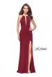 Picture of: Long Jersey Prom Dress with Beaded Strappy Open Back in Burgundy, Style: 25669, Detail Picture 5