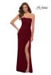 Picture of: Strapless Jersey Dress with Ruching and Skirt Slit in Burgundy, Style: 29489, Style: 29489